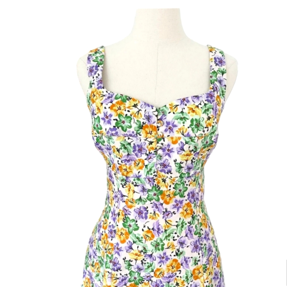 New Kiki Floral Sweetheart Neck Sleeveless Dress NICHOLAS